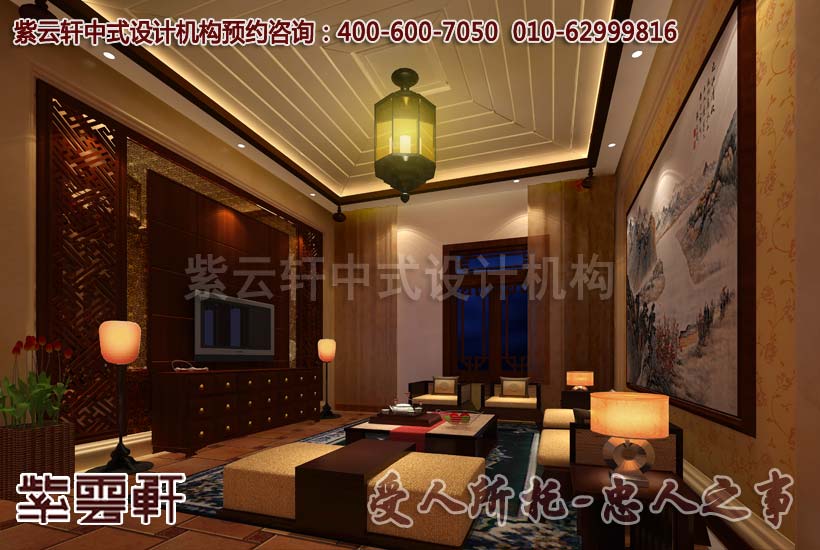 新中式别墅小客厅设计效果图